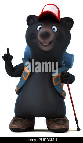 Ours 3D cartoon character backpacker Banque D'Images