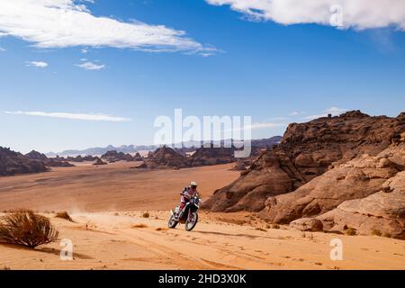 27 Rodrigues Joaquim (prt), Hero Motorsports Team Rally, Hero 450 Rally, moto, W2RC, Motul,Action pendant la phase 1B du Dakar Rally 2022 autour de Hail, le 2nd janvier 2022 à Hail, Arabie Saoudite - photo: Frédéric le Floc H/DPPI/LiveMedia Banque D'Images