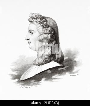 Madame Alix de Lamartine.Madame Françoise-Alix de Lamartine (1766-1829) est une écrivaine française, mère du poète Alphonse de Lamartine.Vice-gouvernante des enfants du duc d'Orléans.France.Europe.Ancienne illustration gravée du 19th siècle de Portraits et histoire des hommes utile par Societe Montyon et Franklin 1837 Banque D'Images