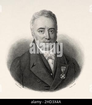 Philipp Merian (1773-1848) était un négociant de Bâle, philanthrope et fondateur de la fondation.Il est citoyen honoraire de Fribourg im Breisgau.France.Europe.Ancienne illustration gravée du 19th siècle de Portraits et histoire des hommes utile par Societe Montyon et Franklin 1837 Banque D'Images