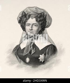 Maria Feodorovna.Duchesse Sophie Dorothea de Württemberg (1759-1828) devient l'impératrice const de Russie en tant que deuxième épouse de l'empereur Paul I. elle fonde le Bureau des institutions de l'impératrice Maria.Fille du duc Frederick Eugene de Württemberg et de la princesse Friederike de Brandebourg-Schwedt, Sophie Dorothea appartenait à une branche junior de la Maison de Württemberg.Europe.Ancienne illustration gravée du 19th siècle de Portraits et histoire des hommes utile par Societe Montyon et Franklin 1837 Banque D'Images