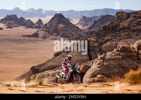 27 Rodrigues Joaquim (prt), Hero Motorsports Team Rally, Hero 450 Rally, moto, W2RC, Motul,Action pendant la phase 1B du Dakar Rally 2022 autour de Hail, le 2nd janvier 2022 à Hail, Arabie Saoudite - photo: Florent Gooden/DPPI/LiveMedia Banque D'Images