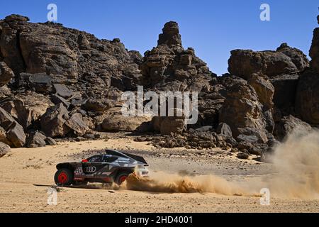 224 Ekstrom Mattias (swe), Bergvist Emil (swe), Team Audi Sport, Audi RS Q e-tron, Auto FIA T1/T2, action pendant la phase 1B du Dakar Rally 2022 autour de Hail, le 2nd janvier 2022 à Hail, Arabie Saoudite - photo: Eric Vargiolu/DPPI/LiveMedia Banque D'Images