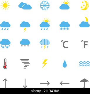 Ensemble d'icônes météo de couleur, illustration vectorielle Illustration de Vecteur