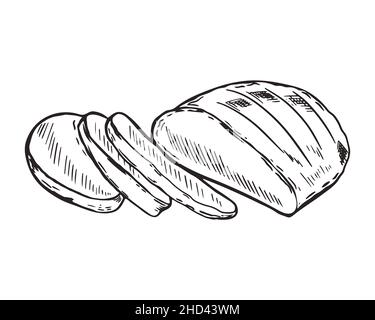 Croquis à la main illustration du vecteur de pain de blé Illustration de Vecteur