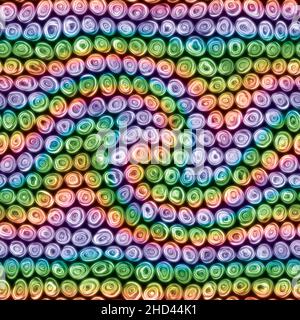 Tiny Rainbow Swirl Squigly spirales cercles sans couture texture motif Banque D'Images