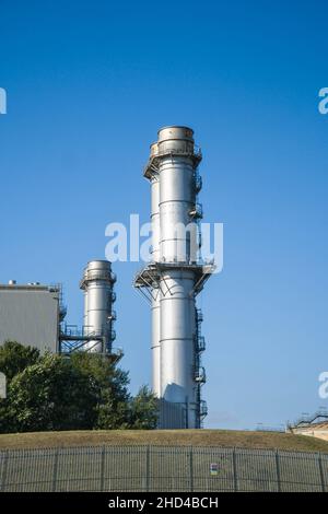 La centrale à turbine à gaz à cycle combiné Staythorpe (CCGT) située sur la rive de la rivière Trent, Newark, sur Trent, Angleterre, Royaume-Uni.Septembre 2021 Banque D'Images