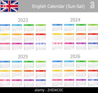 2023-2026 Français Type-1 Calendrier du dimanche au samedi sur fond blanc Illustration de Vecteur