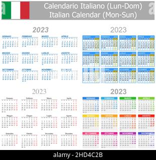 Calendrier Italien 2023 2023 Italien Type-1 Calendrier Mon-Soleil Sur Fond Blanc Image Vectorielle  Stock - Alamy