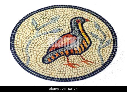 Mosaïque romaine colorée conception d'un oiseau trouvé à l'île de Kos, Grèce, du 5th siècle avant Jésus-Christ Banque D'Images