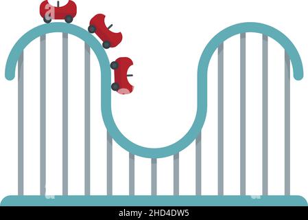 Icône de piste de montagnes russes.Illustration plate d'une icône de vecteur de piste de montagnes russes isolée sur fond blanc Illustration de Vecteur