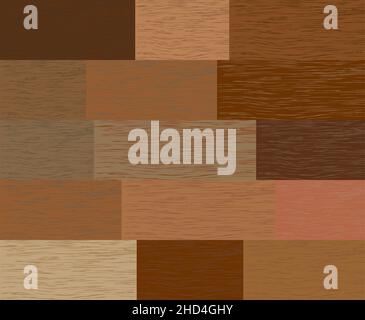 Texture de la planche de parquet composée d'échantillons de bois de différentes couleurs et réalistes Illustration de Vecteur