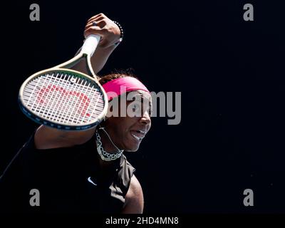 HAILEY BAPTISTE (États-Unis) en action lors de la qualification estivale 2022 de Melbourne le lundi 2022 janvier, Melbourne Park Banque D'Images