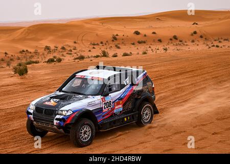 208 Vasilyvev Vladimir (raf), Uperenko Oleg (lva), équipe VRT, BMW X3, Auto FIA T1/T2,Action lors de la phase 2 du Dakar Rallye 2022 entre Hail et Al Artawiya, le 3rd 2022 janvier à Al Artawiya, Arabie Saoudite - photo Eric Vargiolu / DPPI Banque D'Images