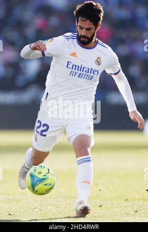 Francisco 'isco' Alarcon du Real Madrid lors du match de football de championnat espagnol la Liga entre Getafe CF et Real Madrid le 2 janvier 2022 au stade Alfonso Perez du Colisée à Getafe, Madrid, Espagne - photo: Oscar Barroso/DPPI/LiveMedia Banque D'Images