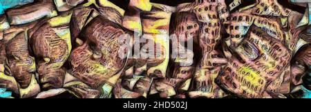 Masques abstraits avec texte.3D rendu Banque D'Images