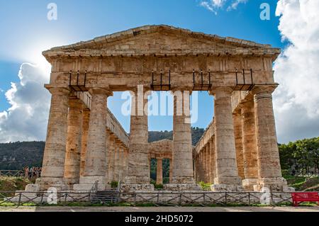 Temple de Ségeste, en Sicile, Italie Banque D'Images