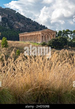 Temple de Ségeste, en Sicile, Italie Banque D'Images
