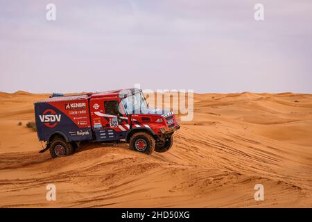 522 de Groot Richard (nld), Hulsebosch Jan (nld), Laan Mark (nld), pompiers équipe de Dakar, Iveco Magirus 4x4 DRNL, T5 FIA Camion, action pendant la phase 2 du Dakar Rally 2022 entre Hail et Al Artawiya, le 3rd 2022 janvier à Al Artawiya, Arabie Saoudite - photo : Florent Goiden/PI/LiveMedia Banque D'Images