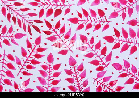 Feuille rose fond aquarelle Illustration Banque D'Images