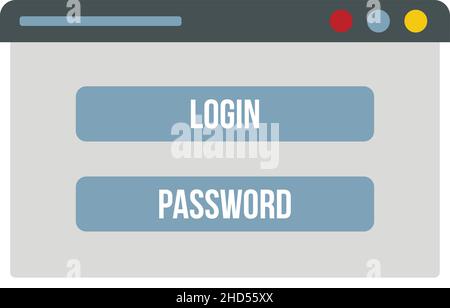 Icône de la fenêtre connexion sécurisée.Illustration plate de l'icône de vecteur de fenêtre sécurisée de connexion isolée sur fond blanc Illustration de Vecteur