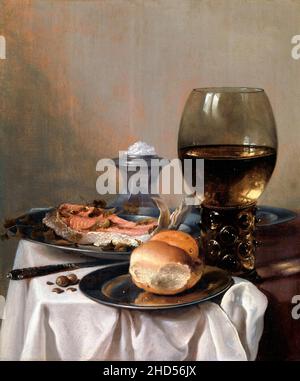 Encore la vie avec le sel par l'artiste néerlandais de l'âge d'or, Pieter Claesz (c.1597– 1660), huile sur panneau, 1640-45 Banque D'Images