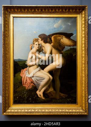 Paris, France: 06 mai 2017: Psyché et Cupid, également connu sous le nom de psyché recevant la première peinture de baiser de Cupid(1798), par de Vergnette François, exposé dans Banque D'Images