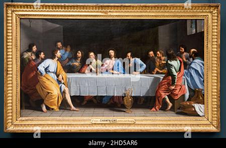 Paris, France : 06 mai 2017 : la cene (Cène), célèbre peinture de Philippe de CHAMPAIGNE exposée au Musée du Louvre. Banque D'Images