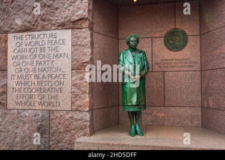 Statue d'Eleanor Roosevelt au Franklin Delano Roosevelt Memorial, Washington, DC États-Unis Banque D'Images