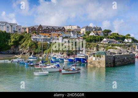 Le pittoresque port historique de Newquay à Newquay, sur la côte nord de Cornwall. Banque D'Images