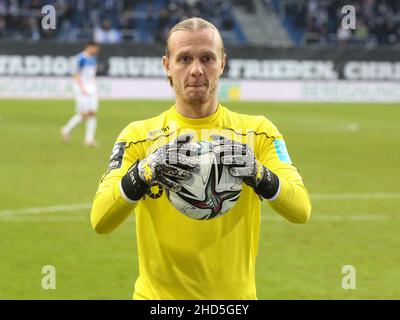 Gardien de but de football allemand Dominik Reimann 1st FC Magdeburg Soccer 3rd Division 20th Matchday saison 2021-2022 1st FC Magdeburg vs.SV Waldhof Mannheim Banque D'Images