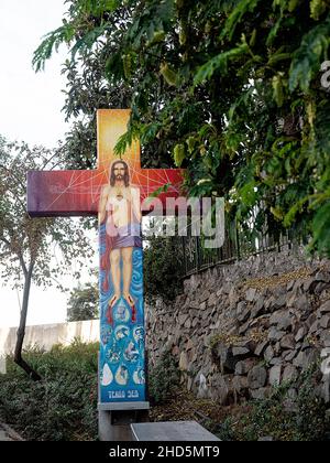 Un signe de santuario de la inmaculada, Santiago, Chili Banque D'Images