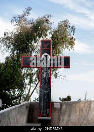 Un signe de santuario de la inmaculada, Santiago, Chili Banque D'Images