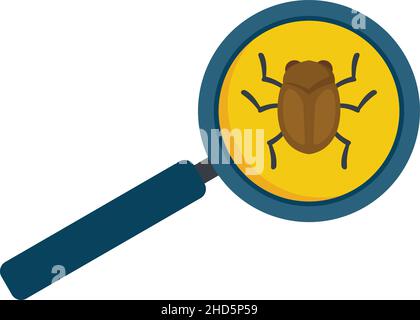 Icône de bogue de recherche de logiciel.Illustration plate de l'icône du vecteur de bogue du logiciel de recherche isolée sur fond blanc Illustration de Vecteur