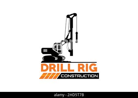 Vecteur de modèle de logo Drill Rig.Vecteur du logo de l'équipement lourd pour la société de construction.Illustration du logo « Creative Drill Rig ». Illustration de Vecteur