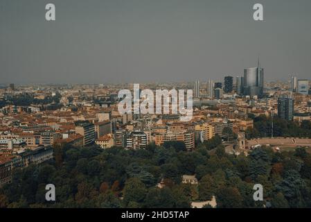 Milan, Italie - 21 septembre 2018 : vue d'en haut de la ville. Banque D'Images