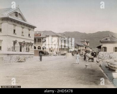 Photographie vintage de la fin du 19th siècle : Kobe Bund, Japon Banque D'Images