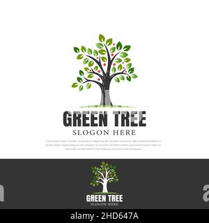 Green Tree logo - nature Design avec arbre feuillu pour l'image de marque et les affaires Illustration de Vecteur