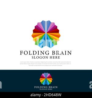 Logo concept design abstrait coloré replie le cerveau, les idées de conception du cerveau, les badges, les symboles, les concepts et les logos Illustration de Vecteur