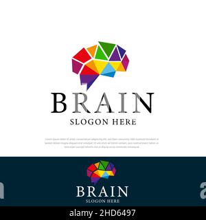 Logo Résumé conception de concept de triangle de cerveau coloré, idées de conception de cerveau, badges, symboles, concepts et logos Illustration de Vecteur