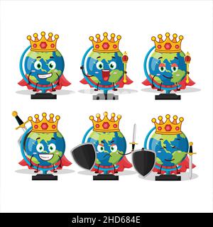 Un personnage de dessin animé charismatique King globe ball portant une couronne dorée.Illustration vectorielle Illustration de Vecteur