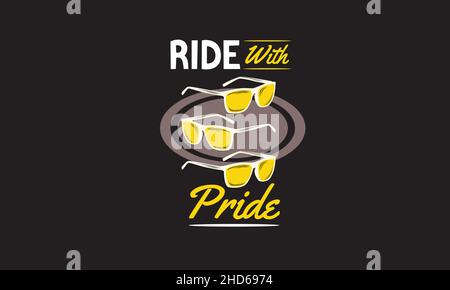 ride with pride verres skateboard t-shirt monogramme texte vector template Illustration de Vecteur