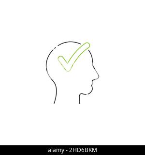 Cochez l'icône linéaire tête humaine avec un contour modifiable.Concept de résolution de problèmes.Illustration vectorielle de stock isolée sur fond blanc Illustration de Vecteur