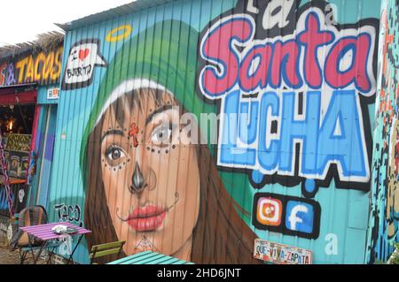 Stand mexicain de tacos 'la Santa Lucha' à Alarichstrasse à Tempelhof, Berlin, Allemagne - 17 octobre 2021. Banque D'Images