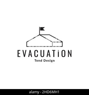 ligne tente évacuation logo design vecteur graphique symbole icône illustration idée créative Illustration de Vecteur