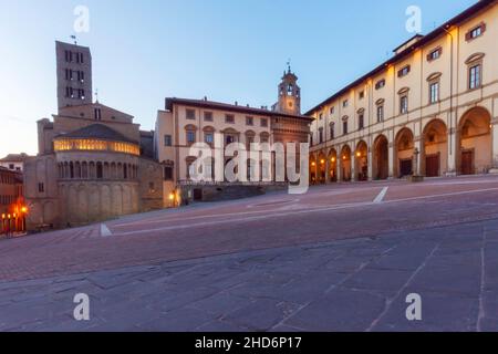 Piazza Grande, Palazzo della Fraternita dei Laici, Arezzo, Toscane, Italie, Europe Banque D'Images
