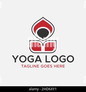 Logo yoga.Logo de méditation.logo abstrait rouge et noir. Illustration de Vecteur