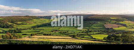 Vue panoramique sur Danby Dale et Little Fryupdale depuis les murs d'Oakley Banque D'Images