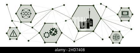 Concept de phishing avec icônes connectées Banque D'Images