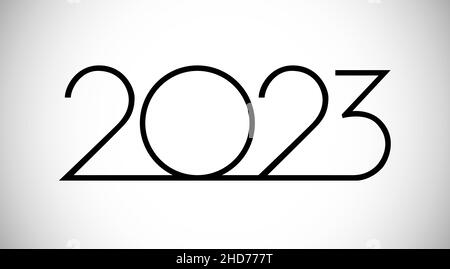 Une bonne année 2023 félicitations.Décoration de Noël.Style professionnel.Concept de logotype monochrome.Modèle de conception graphique isolé abstrait.La créativité Illustration de Vecteur